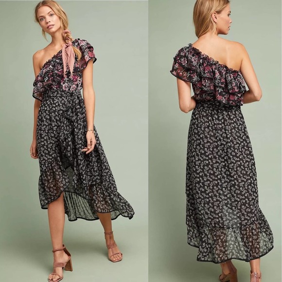 Misa Los Angeles Dresses & Skirts - MISA | Gyada One Shoulder Ruffle Dress